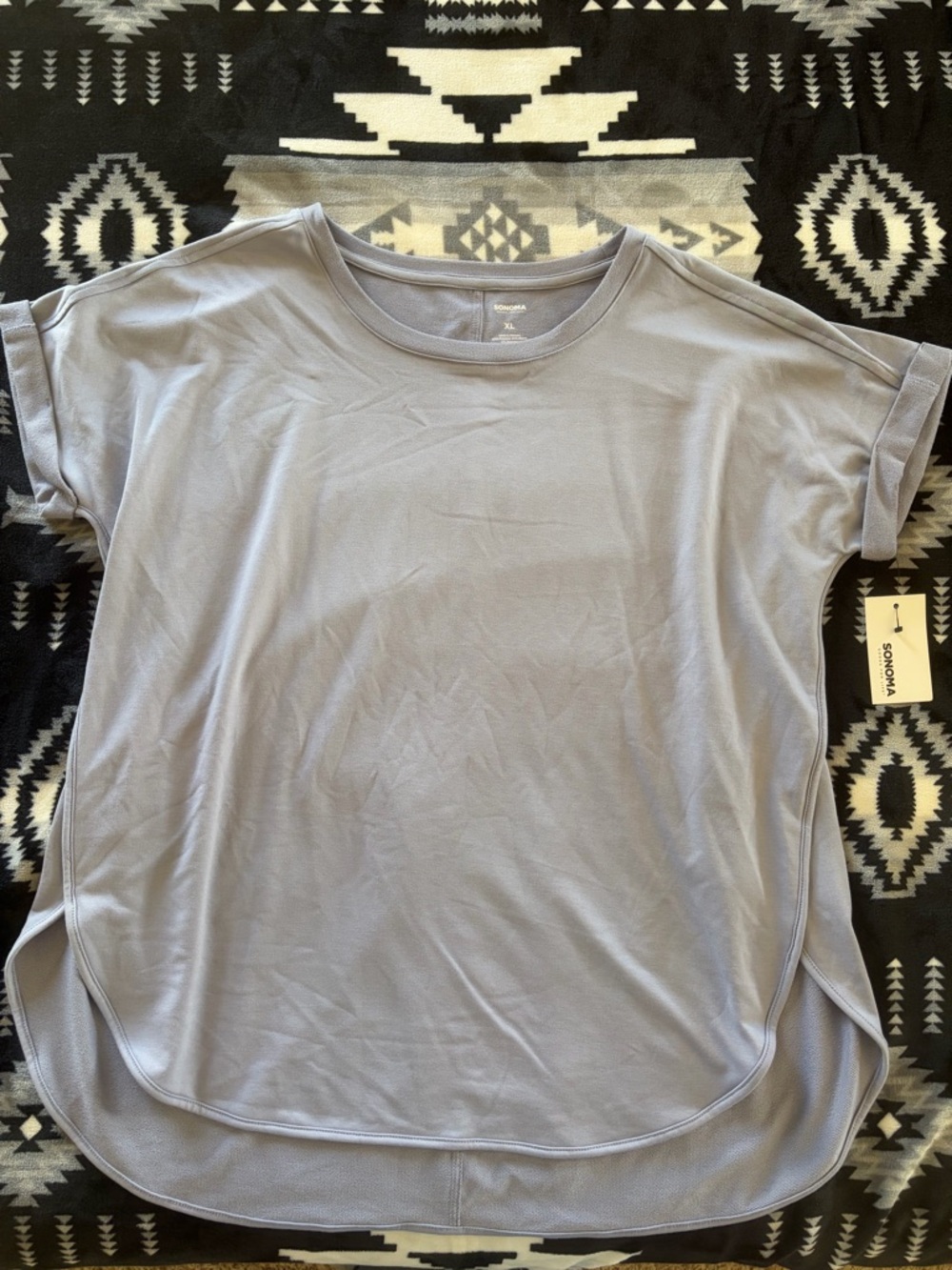 Sonoma Light Lavender Relaxed Crew Neck Short Sleeve Top